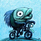 Fish on a bicycle